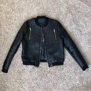 Comme USA Black Faux Leather Bomber Jacket